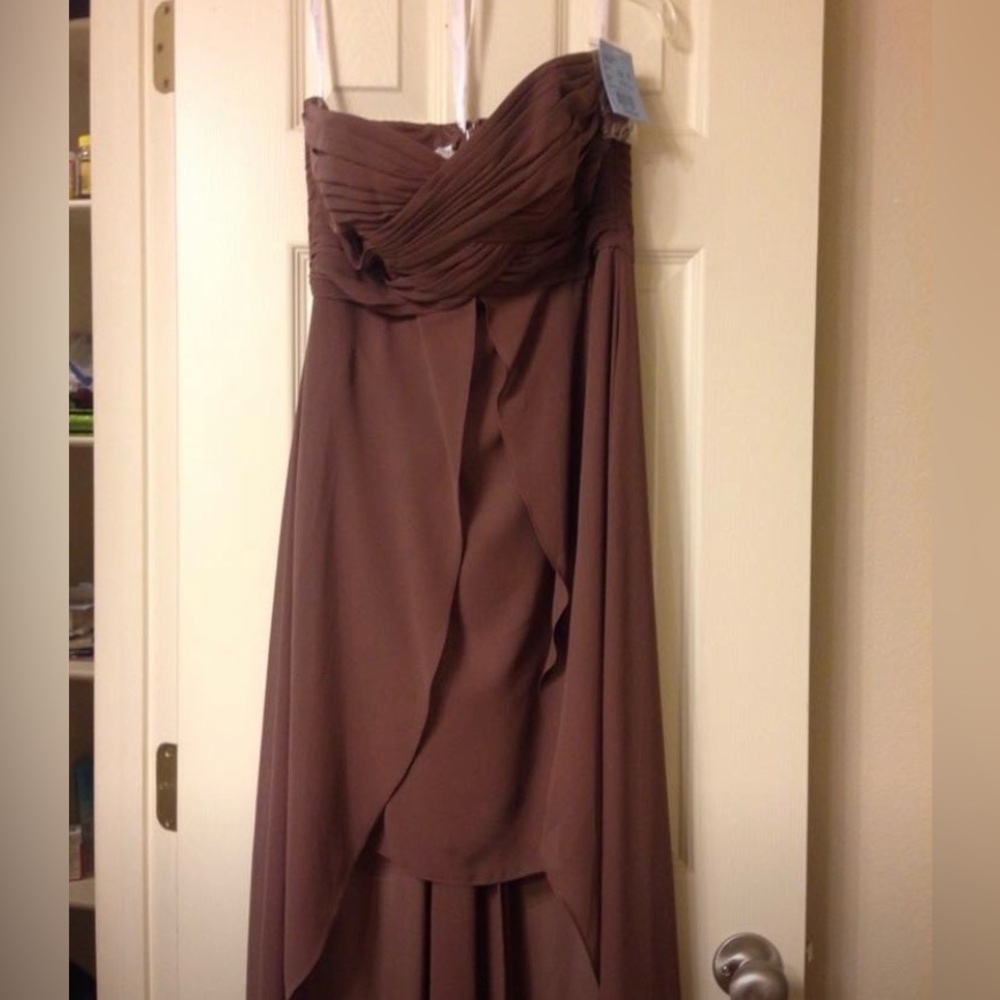 Elegant Brown Strapless Dress